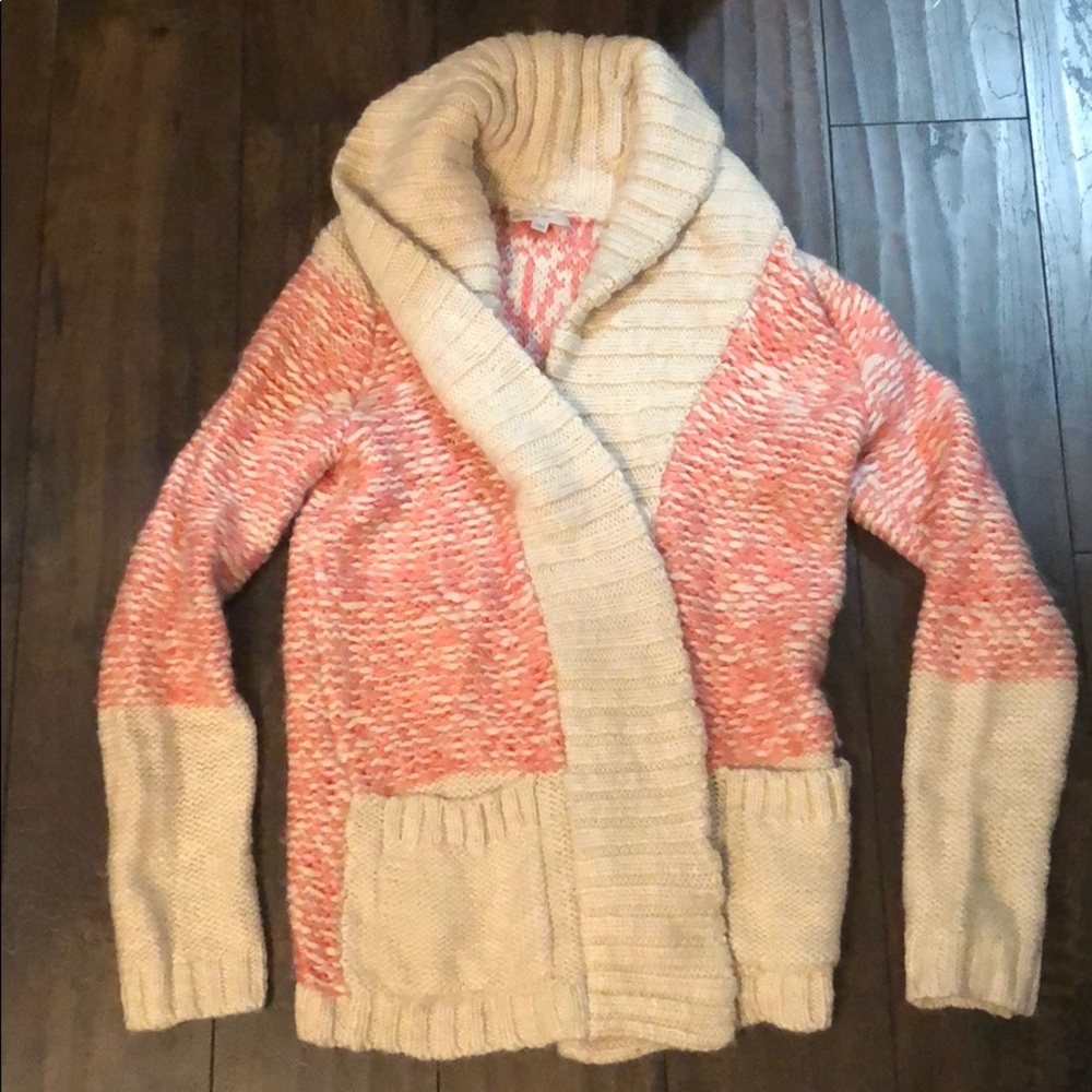 Shawl neck button up sweater